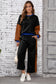 Black 2pcs Color Block Pullover Loose Pant Set