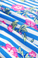Blue Striped Floral Print Buttoned Cuffs Loose Fit Shirt