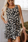 Black Leopard Print U Neck Sleeveless High Waist Dress