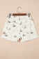 Beige Wild Duck Mallard High Waist Frayed Denim Shorts