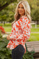 Orange Botanical Print Single Chest Pocket Button Up Shirt