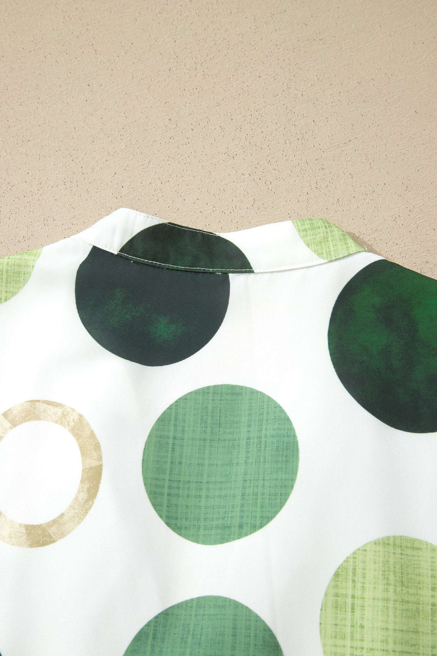 Green Polka Dot Print Flounced Half Sleeve Casual Vacation Style Mini Dress
