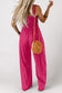 Peacock Blue Smocked Square Neck Sleeveless Jumpsuit with Pockets