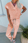 Mint Green Solid Color V Neck Tee Drawstring Pant Set