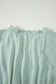 Clearly Aqua Solid Color V Neck Short Puff Sleeve High Waist Tiered Maxi Dress