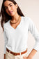 Black Solid Color V Neck Long Sleeve Stretchy Top