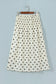 Beige Stripe Polka Dot Print Smocked High Waist Long Skirt