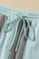 Beau Blue Raw Seam Colorblock Wide Leg Ankle Length Casual Pants