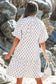 Pink Floral Print Bubble Sleeve Neck Tie Ruffled Dress