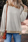 Red Stripe Ribbed Trim Drop Shoulder Long Sleeve Oversize Top