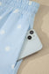 Black Exposed Seam Detail Polka Dot Loose Tee Drawstring Shorts Set