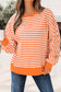 Red Stripe Exposed Seam Drop Shoulder Casual Pullover Top
