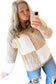 Parchment Colorblock V Neck Long Sleeve Tunic Loose Fit Plus Size Sweater