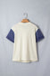 Beige Denim Patchwork Short Sleeve Ribbed Shirt