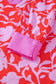 Red Floral Print Split V Neck Cuffed Bracelet Sleeve Blouse