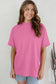Sachet Pink Solid Color High Neck Oversize Tee