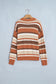 Orange Stripe Dropped Shoulder Loose Pullover Sweater