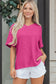 Strawberry Pink Waffle V Neck Short Sleeve Knit Top