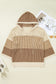 Parchment Colorblock Hollowed Knit Plus Size Hooded Jumper Sweater