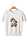 White Wild West Horse Head Printed Short Sleeve Sweater