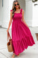 Red Plaid Square Neck Fit-and-flared Vacation Sundress