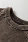 Dark Brown Contrast Cable Knit Sleeve Casual Sweater