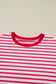 Red Stripe Drop Shoulder Half Sleeve T Shirt