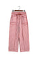 Red Plaid Contrast Trim Drawstring Elastic Waist Shift Pants