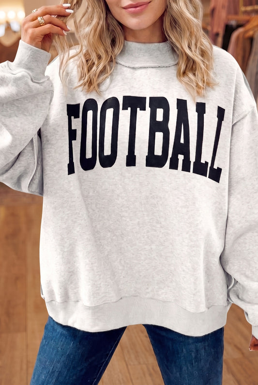 Light Grey High Neck GAMEDAY/ FOOTBALL Double Side Printed Reversible Sweatshirt
