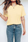 Yellow Cream Casual Plain Crew Neck Tee