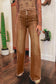 Sail Blue High Waist Button Fly Seamed Raw Hem Flare Jeans