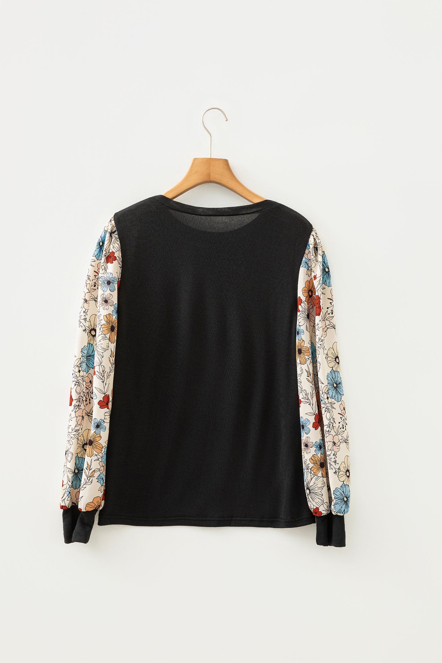 Khaki Leopard Puff Sleeve Patchwork Top