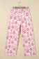 Pink Vintage Floral Print Denim Shift Pants