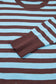 Brown Stripe Color Block Loose Crew Neck Cuffed Sweater