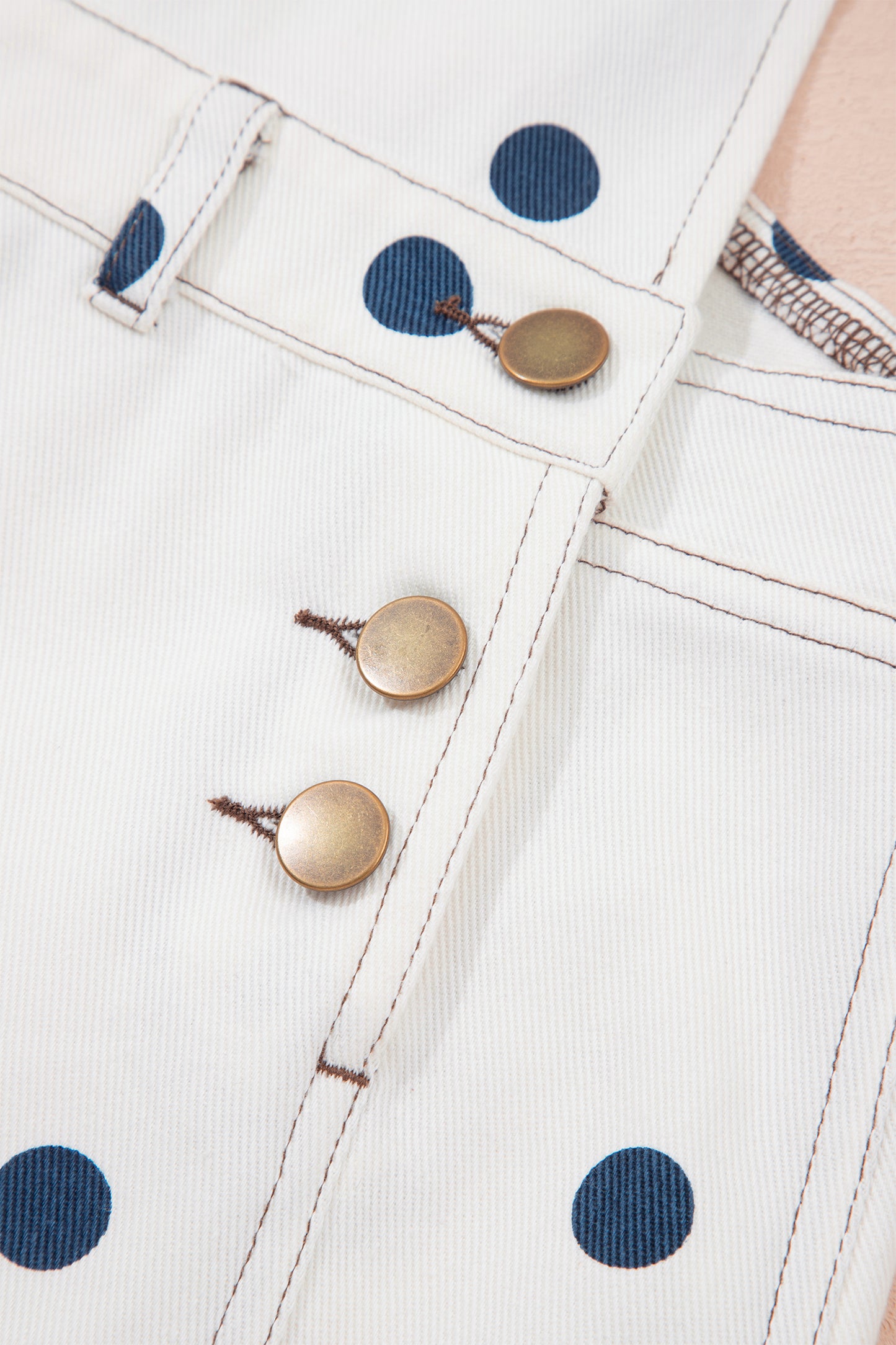 Jet Stream Polka Dot Print Bib Pocket Denim Barrel Overalls Jumpsuit