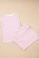 Rose Stripe Casual Wide Leg 2pcs Pants Set