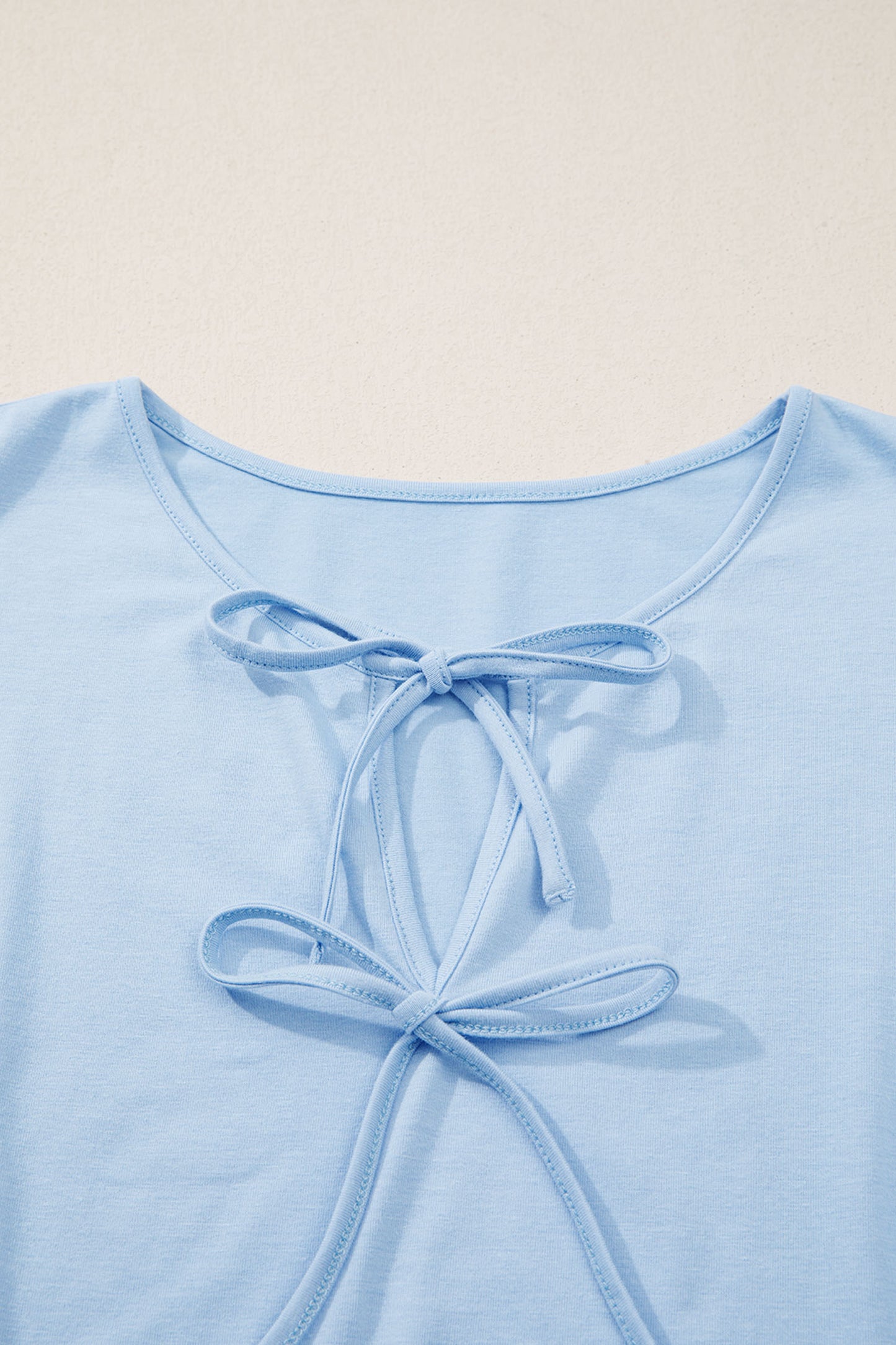 Blue Sapphire Plus Size Solid Color Bow Tie Peplum Tank Top