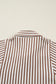 Brown Stripe Knot Waist Puff Sleeve Button Down Mini Shirt Dress