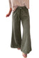 Jungle Green Mineral Wash Seam Detail Flare Leg Drawstring Pants