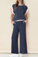 Dark Green Color Block Detail Casual Two-piece Set