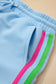 Beau Blue Striped Detail Flutter Sleeve Zipped Collar Short Set