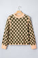 Multicolour Drop Shoulder Plaid Knit Long Sleeve Sweater