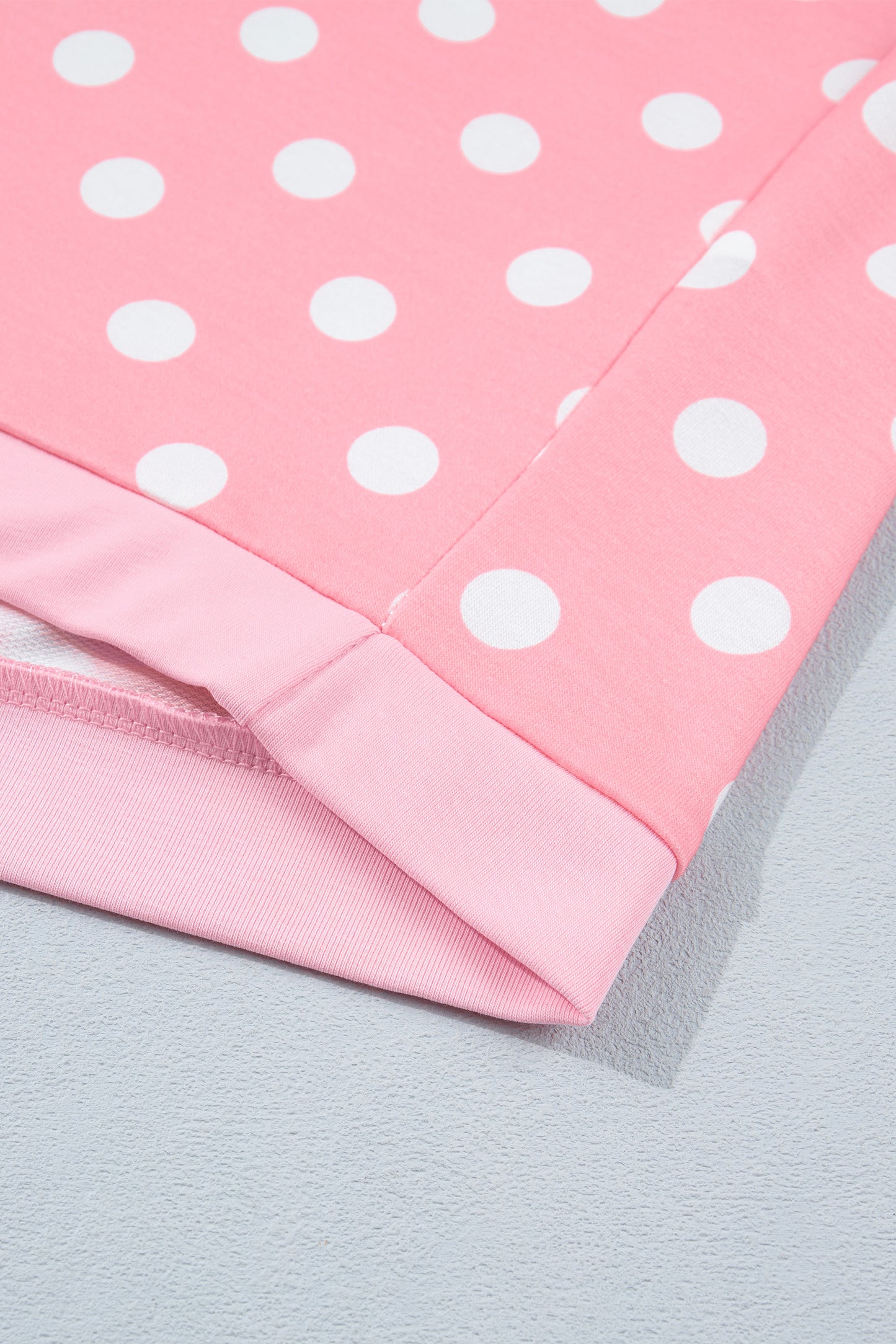 Sky Blue Polka Dot Oversized Top Drawstring Short Set