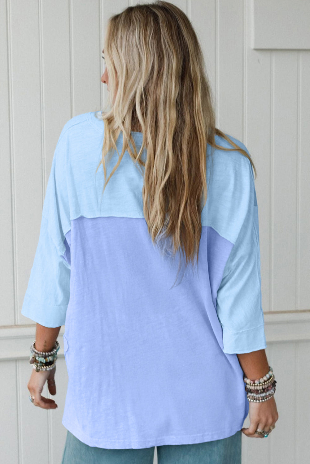 Pink Flower Patched Exposed Seam Bracelet Sleeve Oversized T Shirt