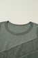 Sage Green Solid Color Waffle Ribbed Lace Patchwork Long Sleeve Top