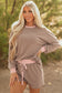 Sky Blue Checkerboard Long Sleeve Pullover and Shorts Set