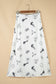 White Western Print Satin Long Skirt