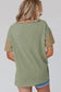 Tan Color Block Striped Detail Loose T Shirt
