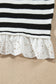 Black Striped High Neck Contrast Ruffle Detail Casual Sweater