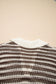 Brown Stripe Eyelet Hollow-out Contrast Collared Pullover Chic Sweater
